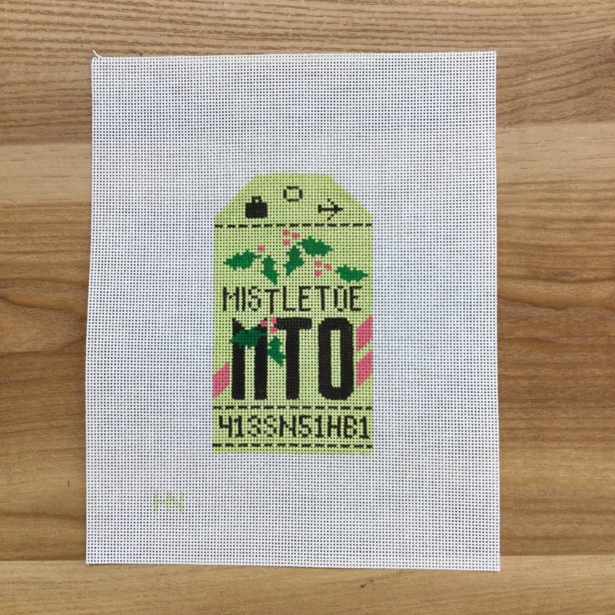 Mistletoe Vintage Travel Tag Canvas