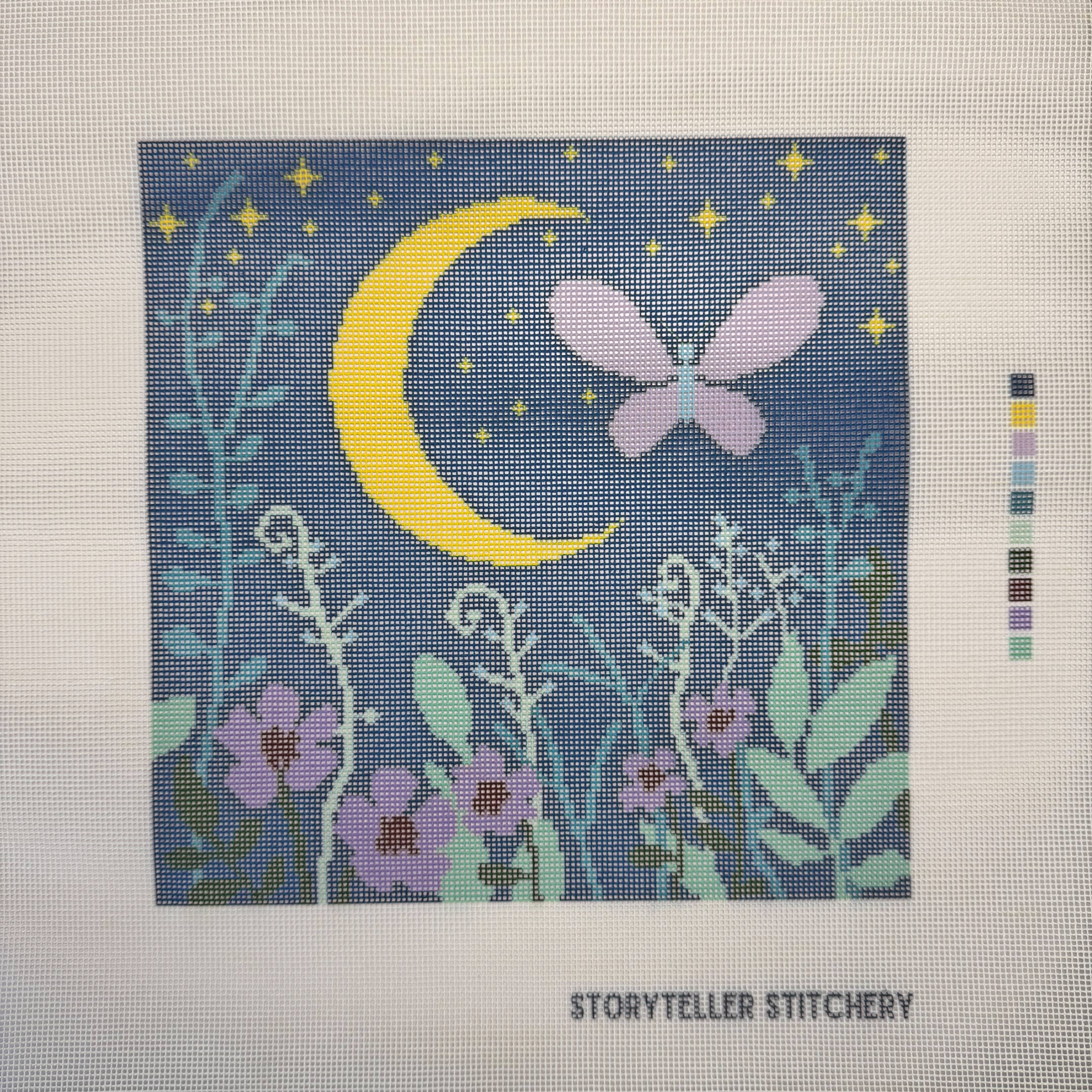 Midnight Garden — Printed Needlepoint Canvas (Large Design)