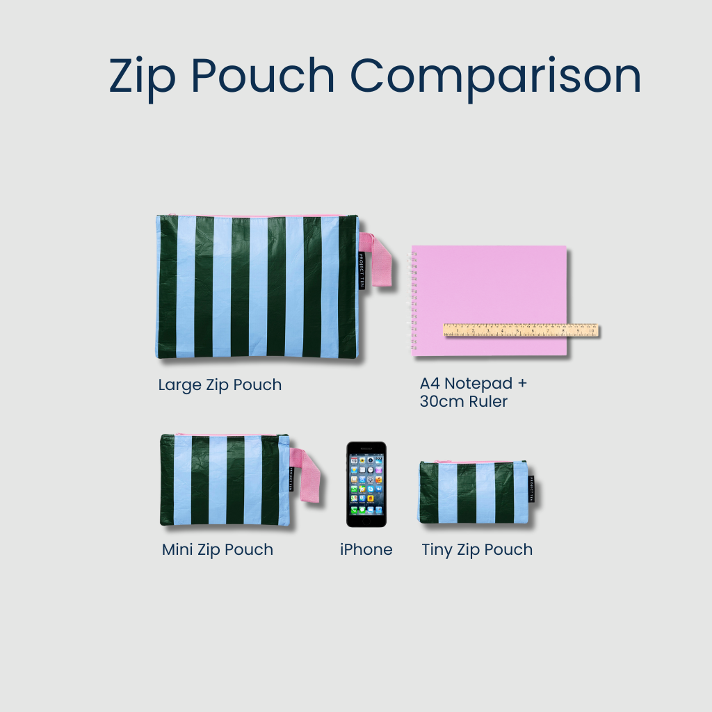 Clear Zip Pouch Bundle (x3 sizes) – Red