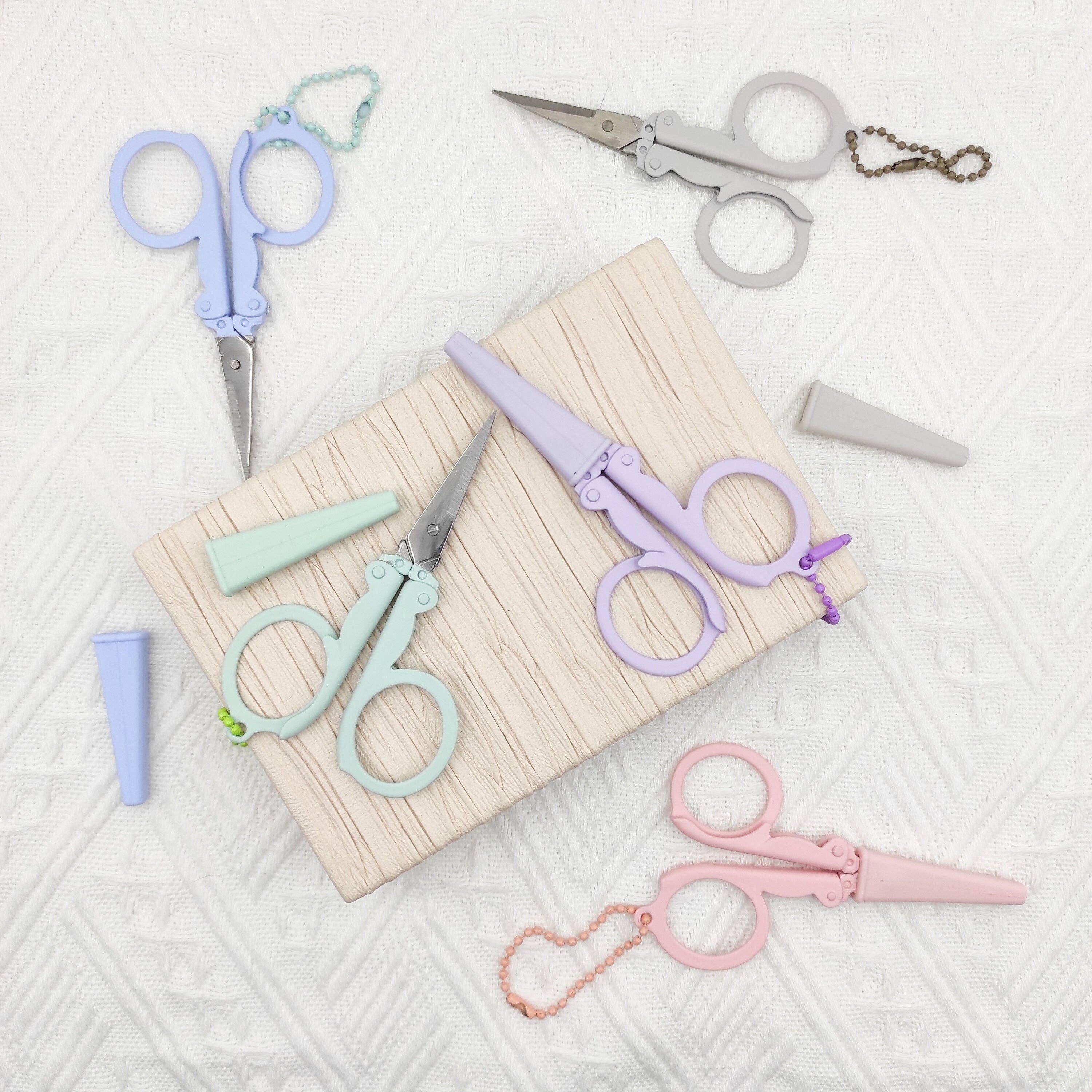 Portable folding scissors with sheath: Lavender