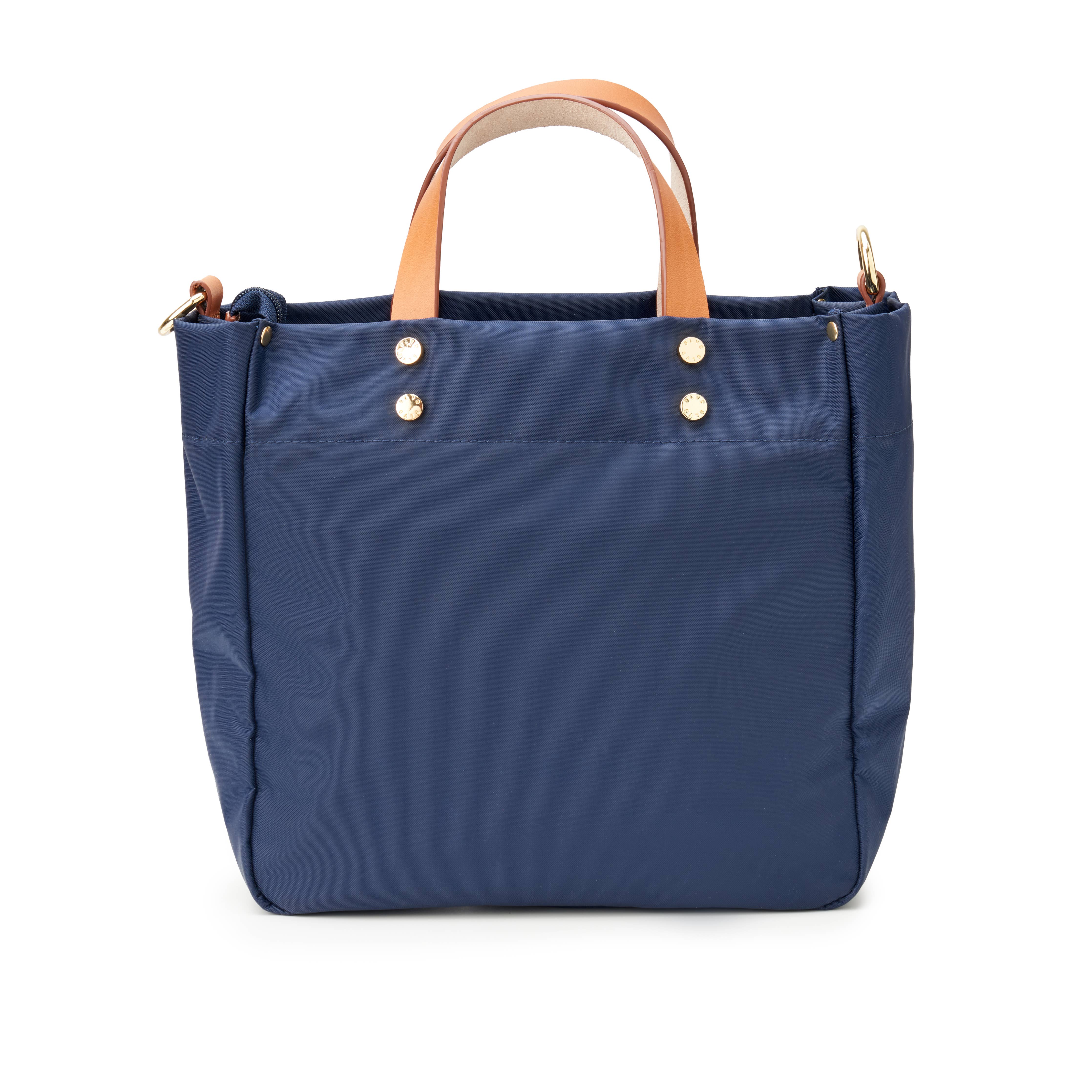 "Joey" Navy Nylon Tote with Leather Accents