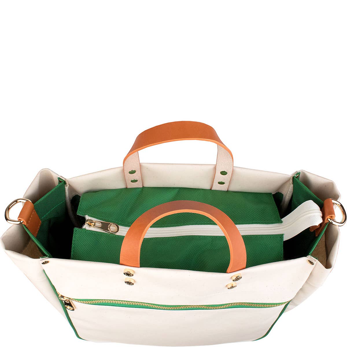 "Codie" Grass Canvas Tote with Leather Accents