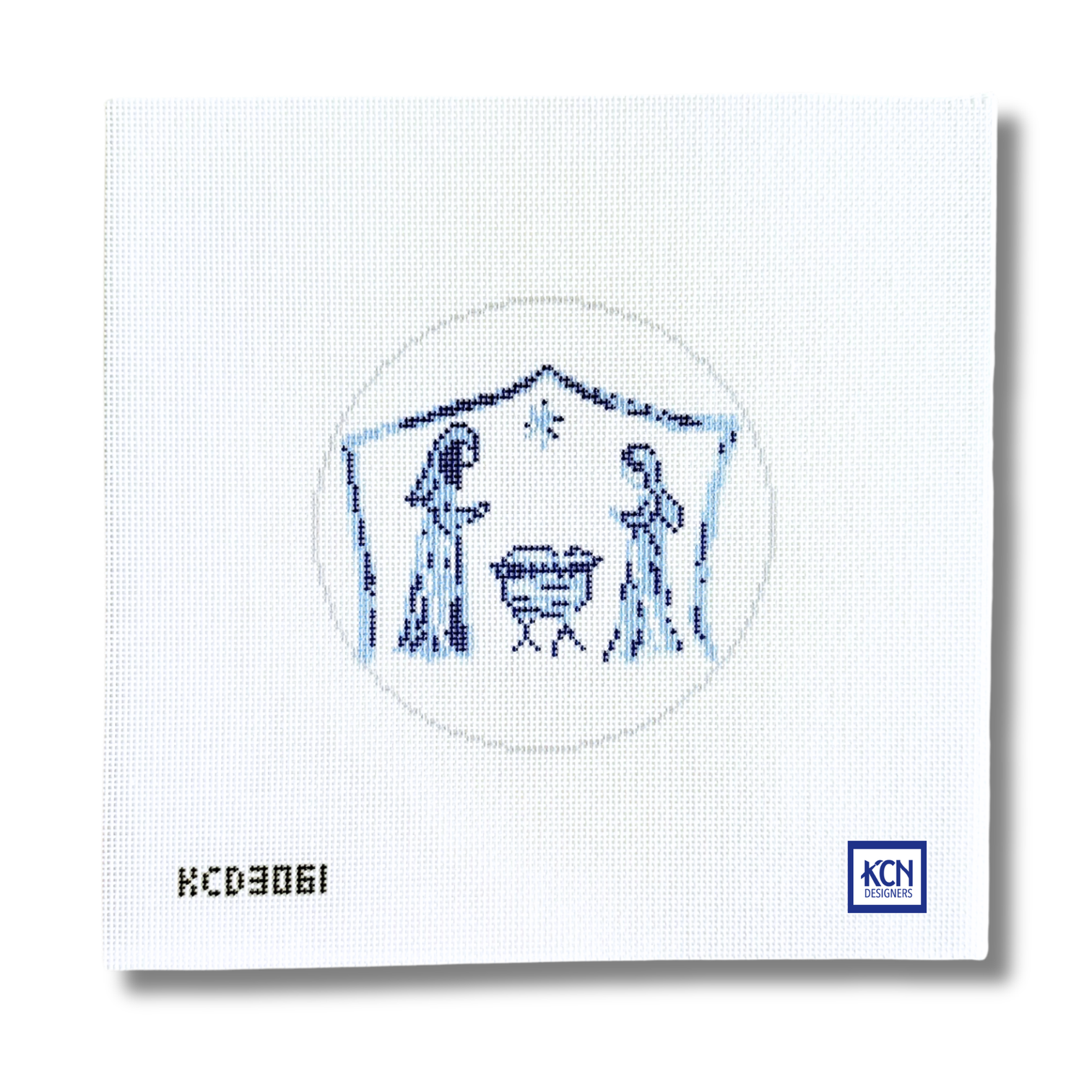 Blue & White Nativity Printed Canvas