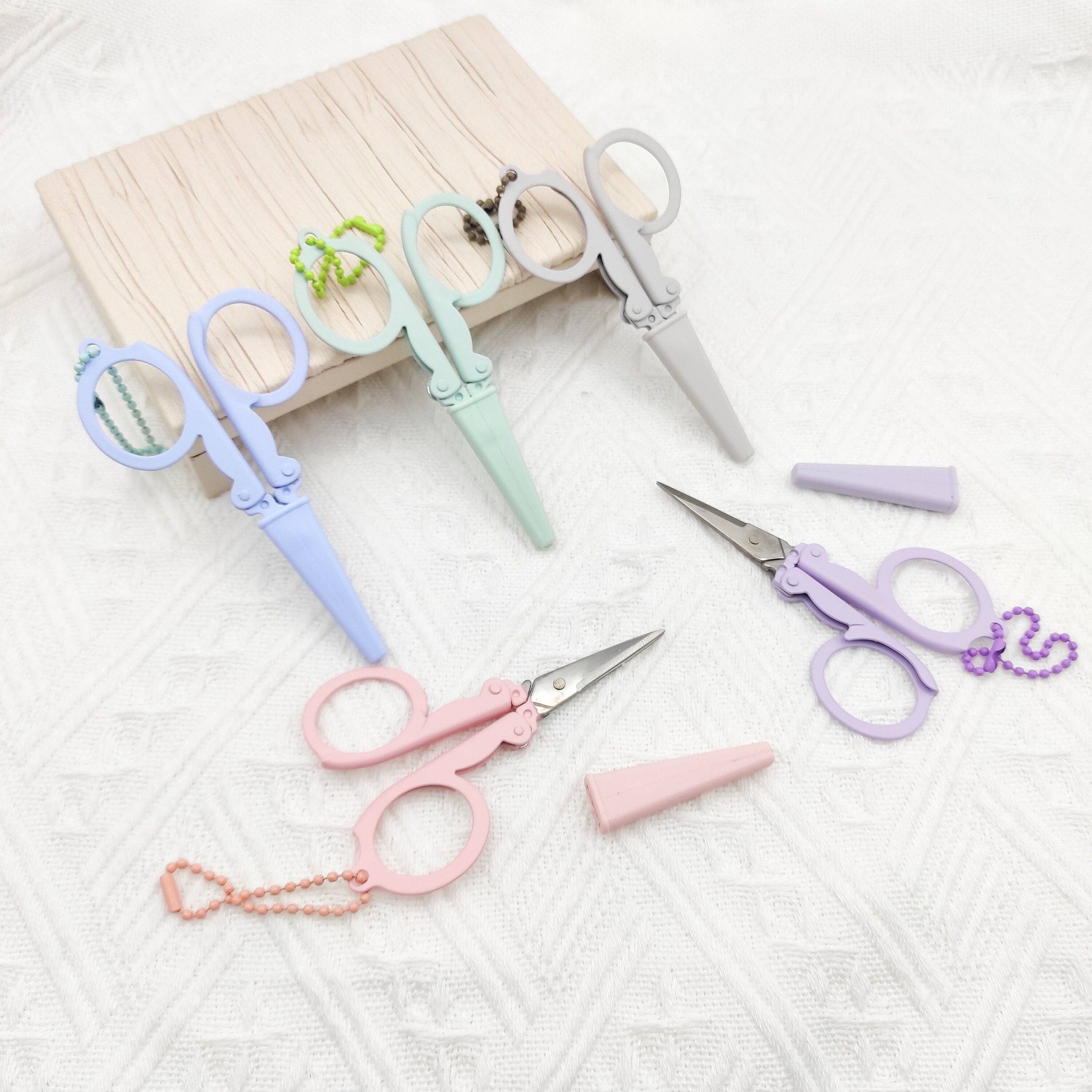 Portable folding scissors with sheath: Lavender