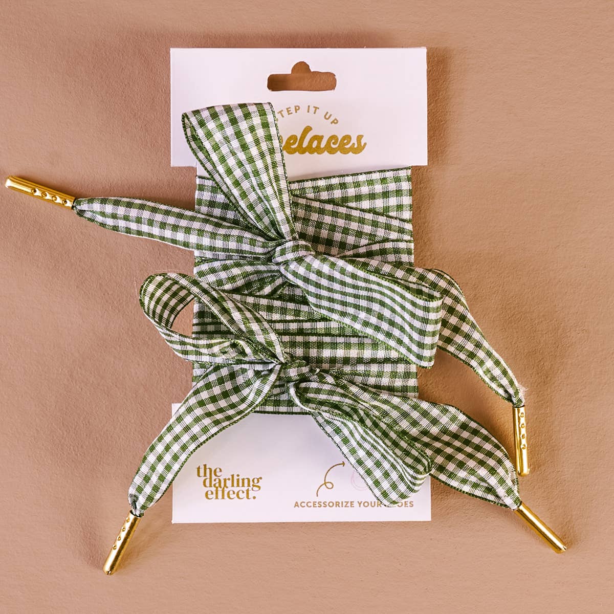 Step It Up Shoelaces–Gingham Green