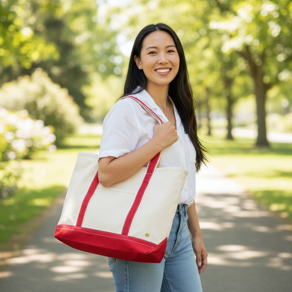 The Signature Canvas Tote Bag–Red