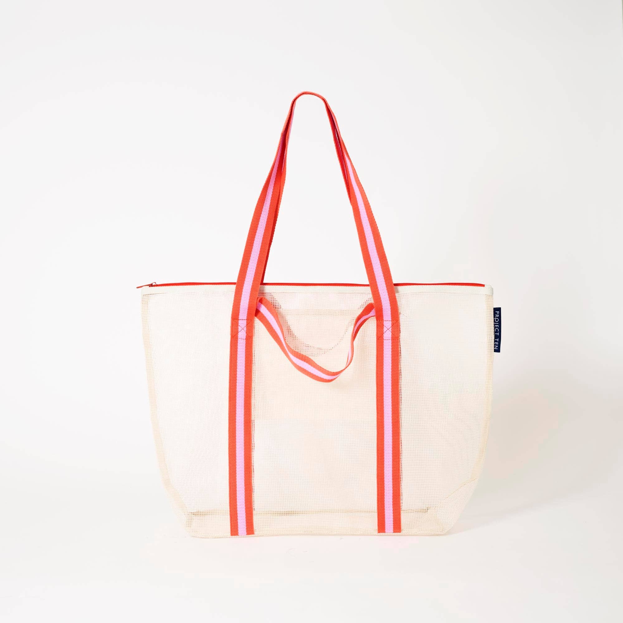 Mesh Zip Medium Tote – Ecru