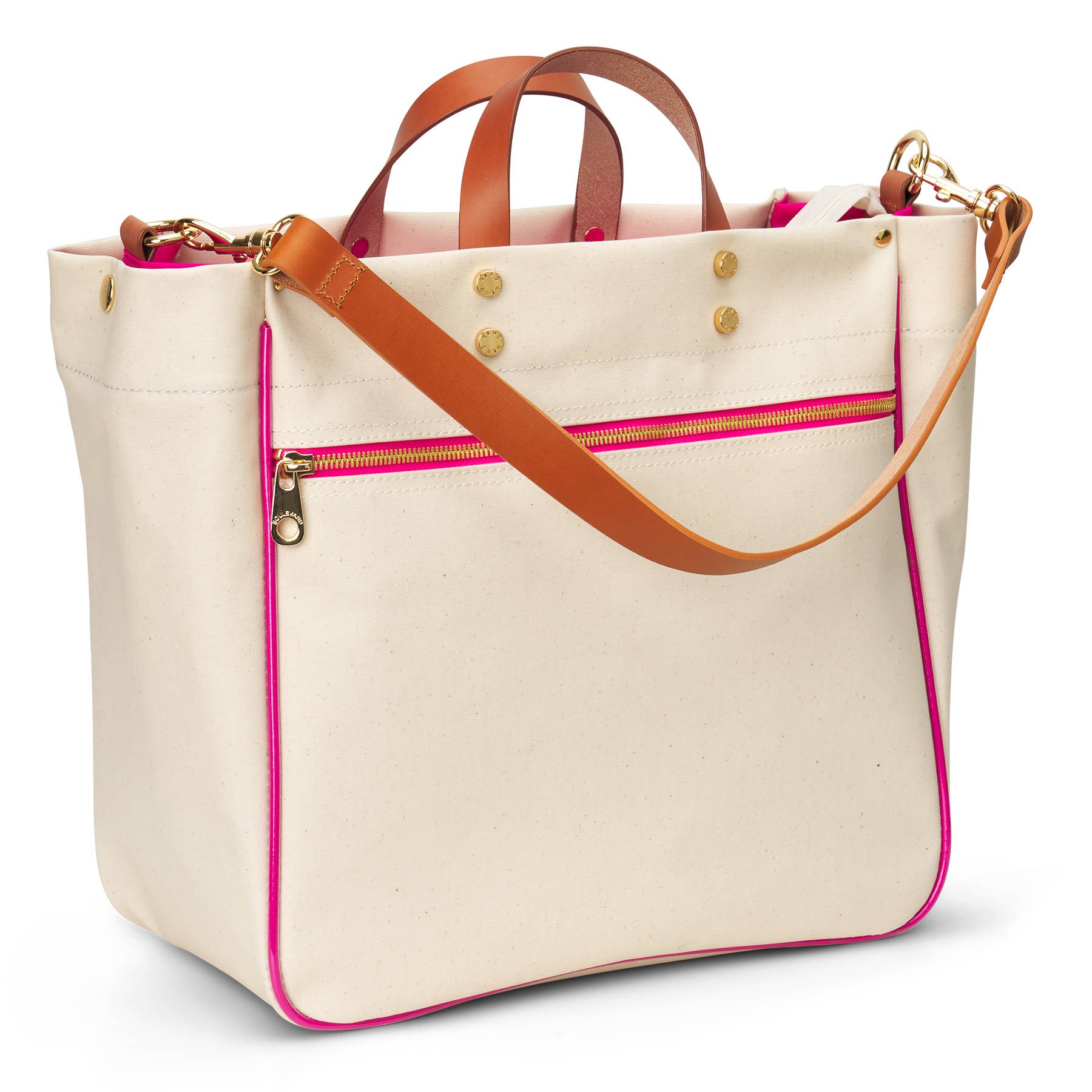 "Codie" Pink Canvas Tote with Leather Accents