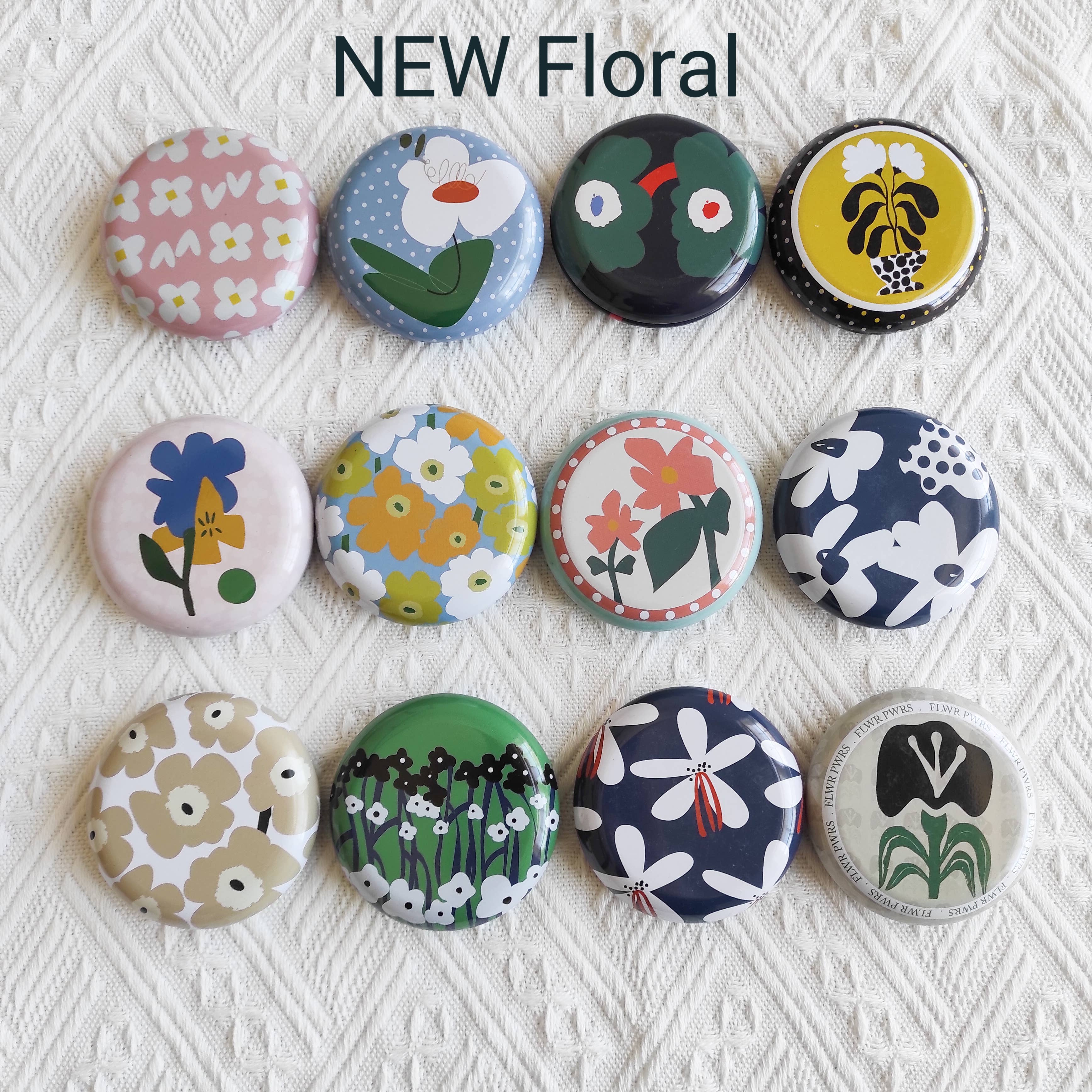 Round Magnetic Needle Case for Embroidery/Cross Stitch/Hand Stitch/Sewing - Modern Style Needle Organizer: NEW Floral / Random
