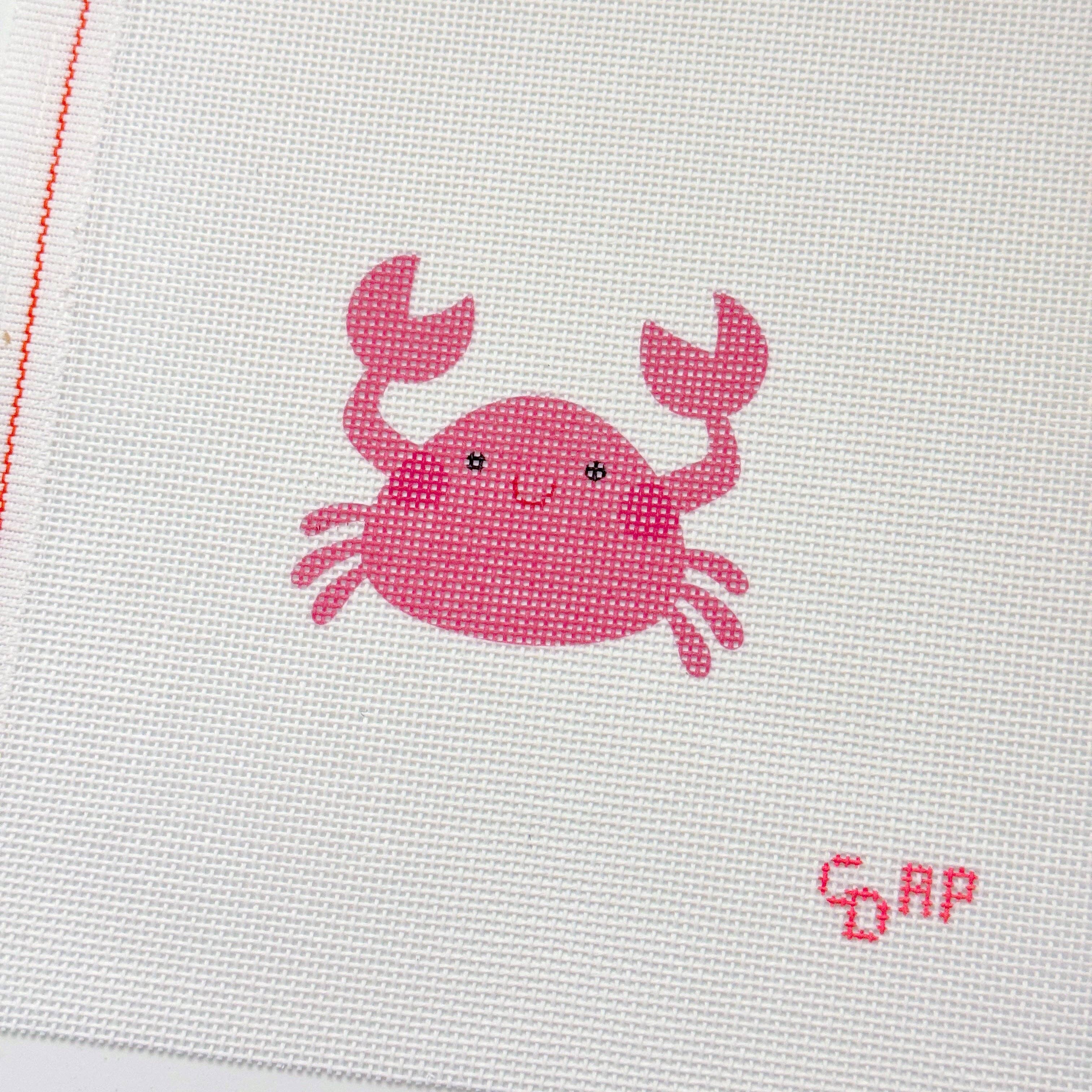 Happy Crab Artist Printed Needlepoint Canvas