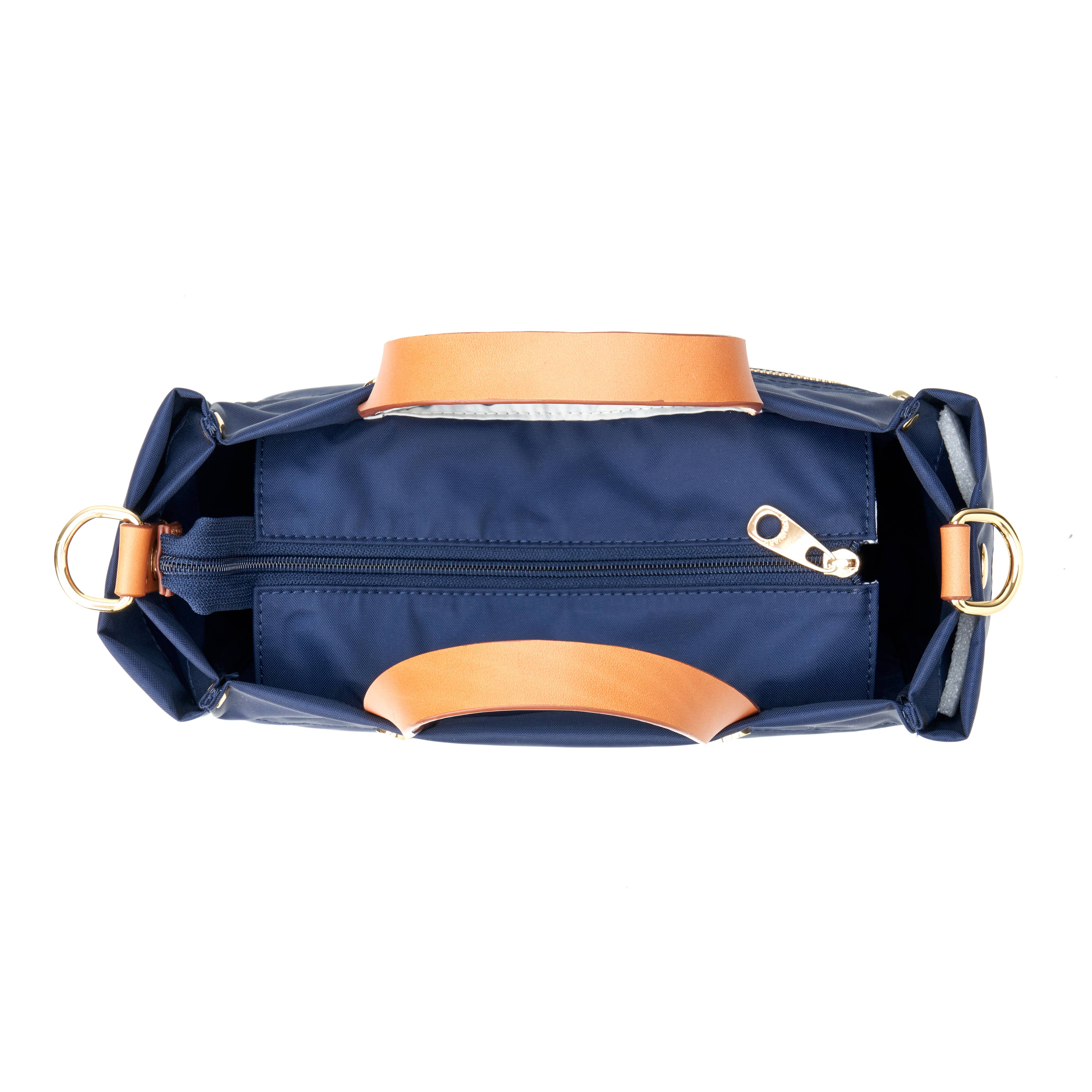 "Joey" Navy Nylon Tote with Leather Accents