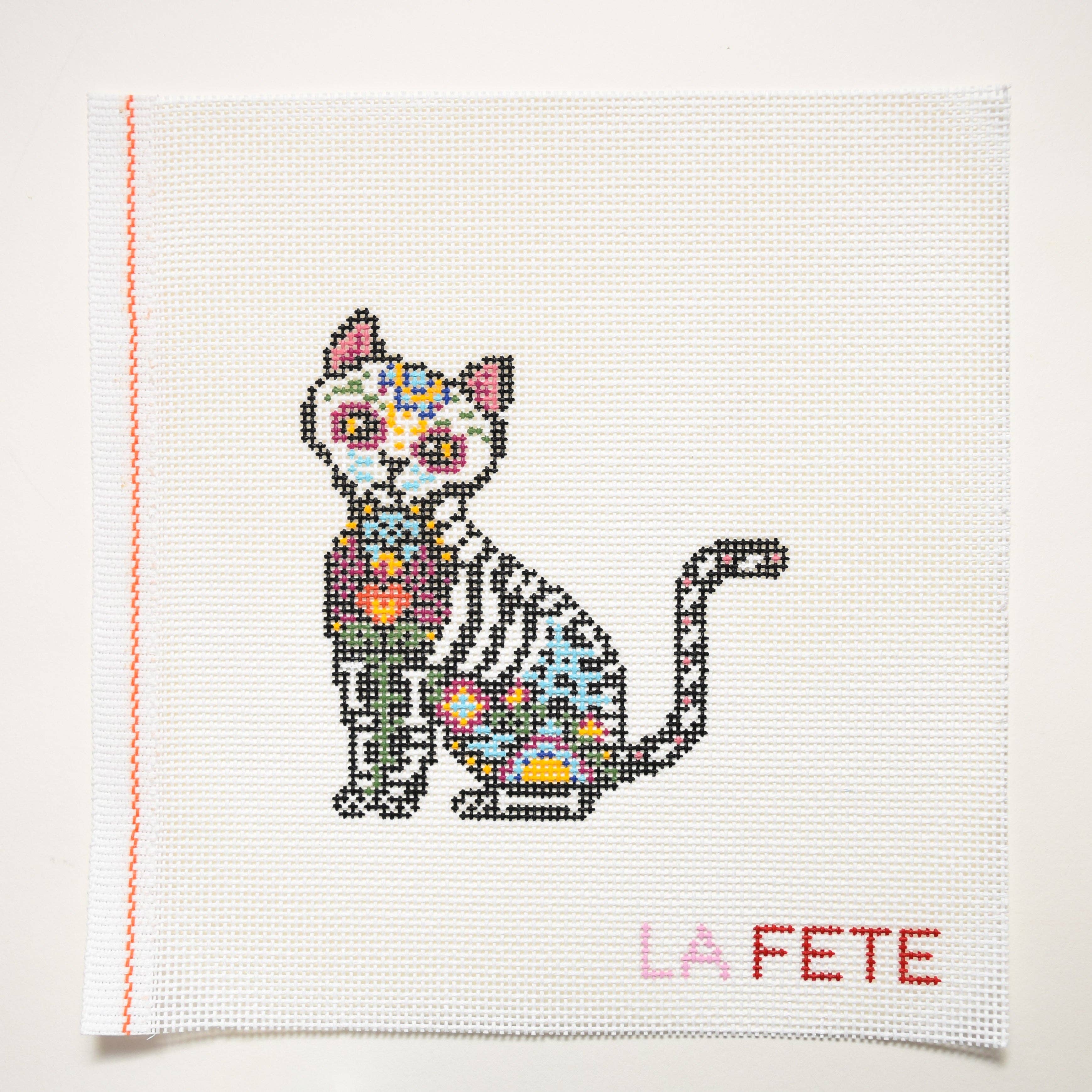 'Día de los Muertos' Cat Hand Painted Needlepoint Canvas