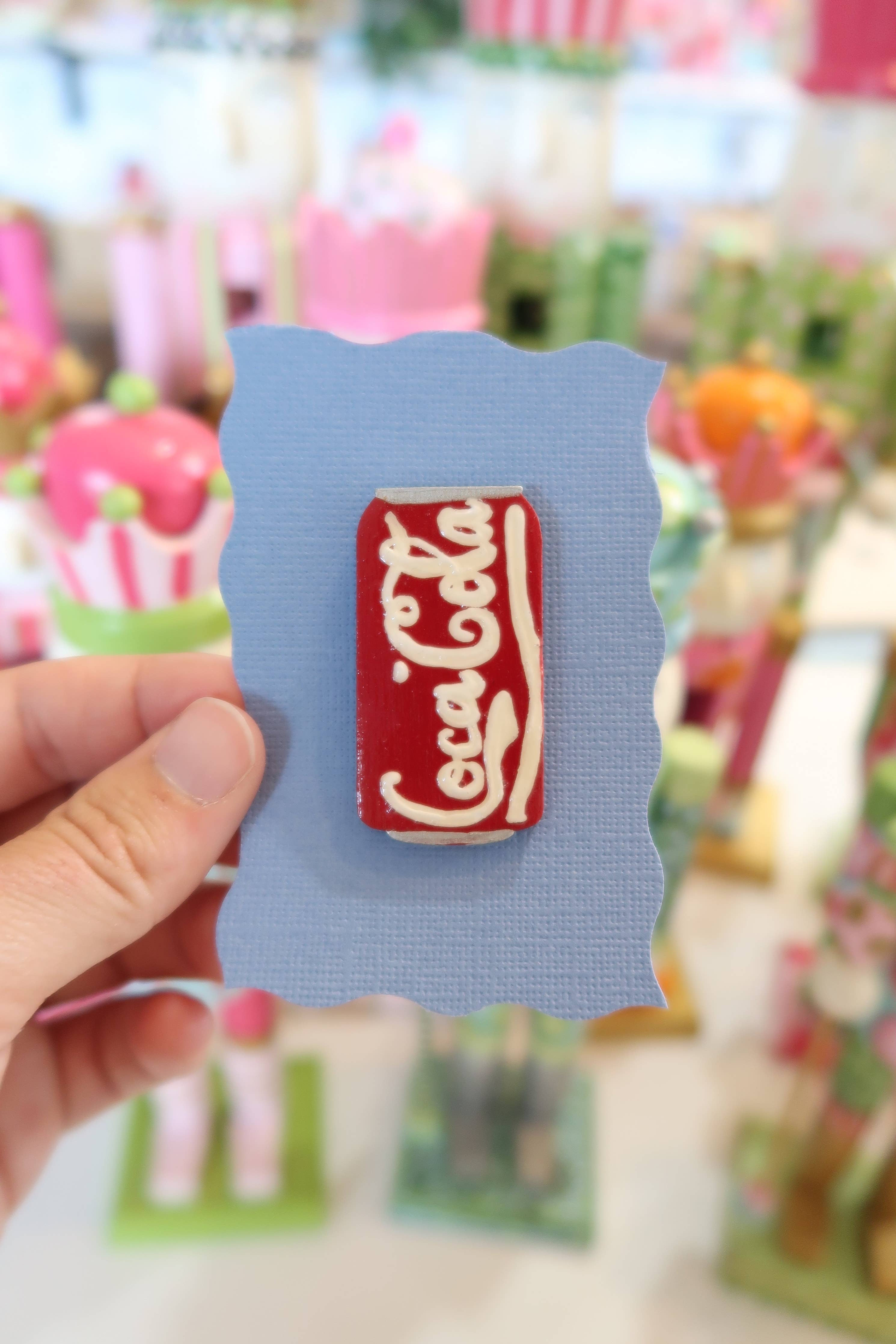 Handbpainted sodie can needle minders: Diet cola