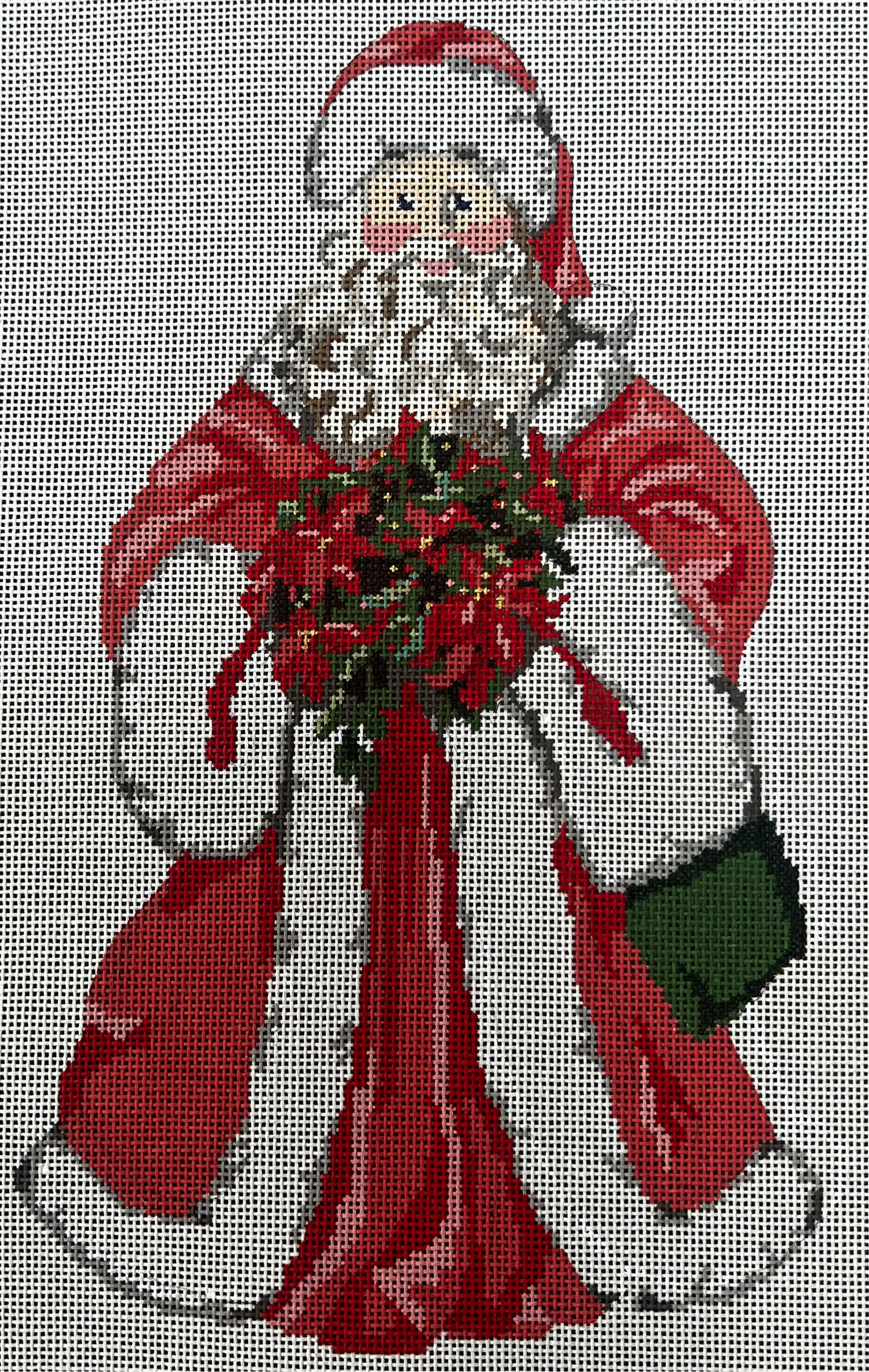 Santa with Poinsetta Canvas