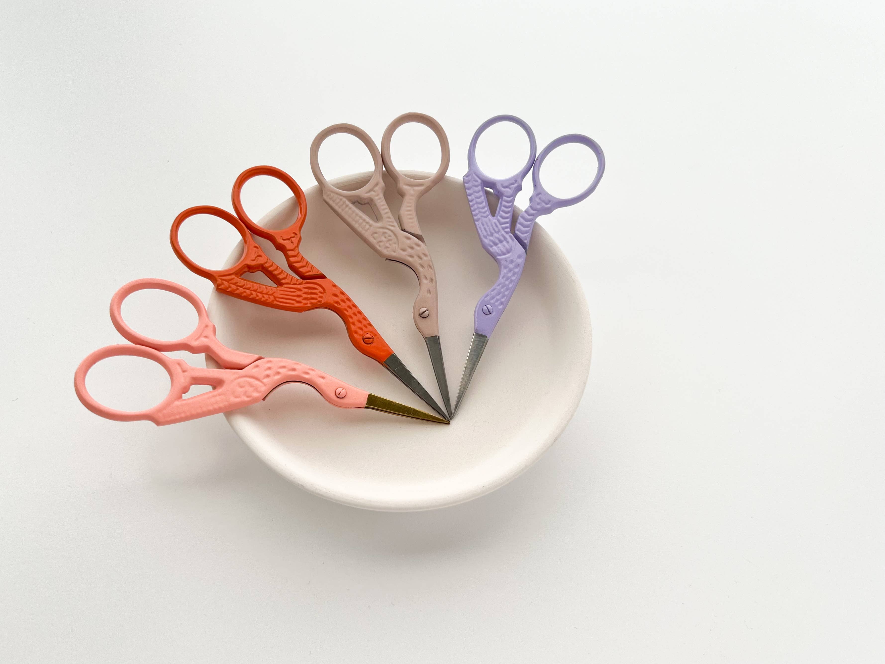 Bird scissors, small sewing scissors, stork scissors: Burnt orange