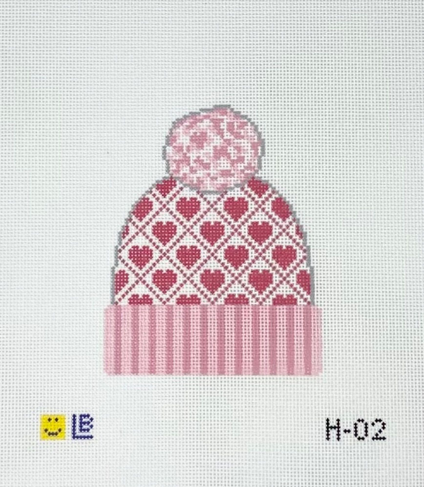 Beanie - Hearts Pink Canvas