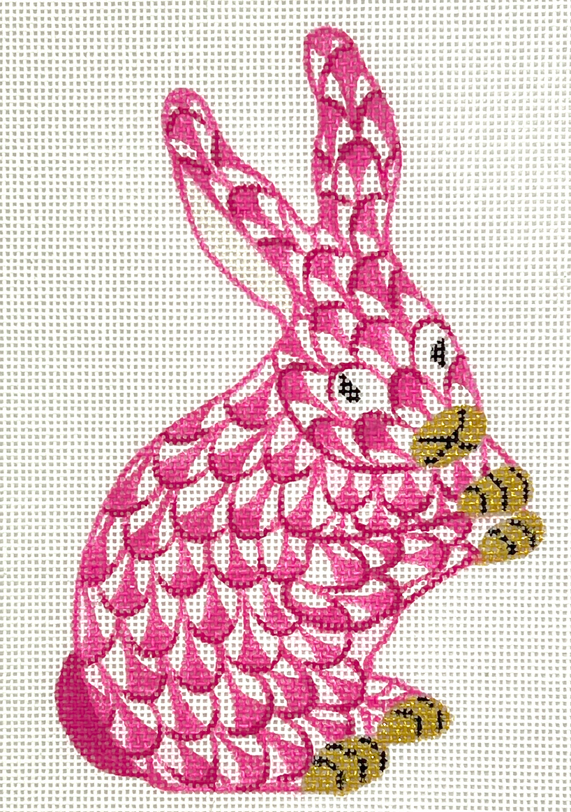 Mini Fishnet Standing Bunny Canvas - Pink