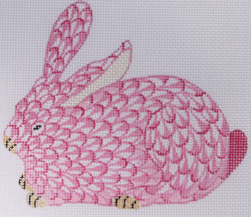 Mini Fishnet Sitting Bunny Canvas - Pink