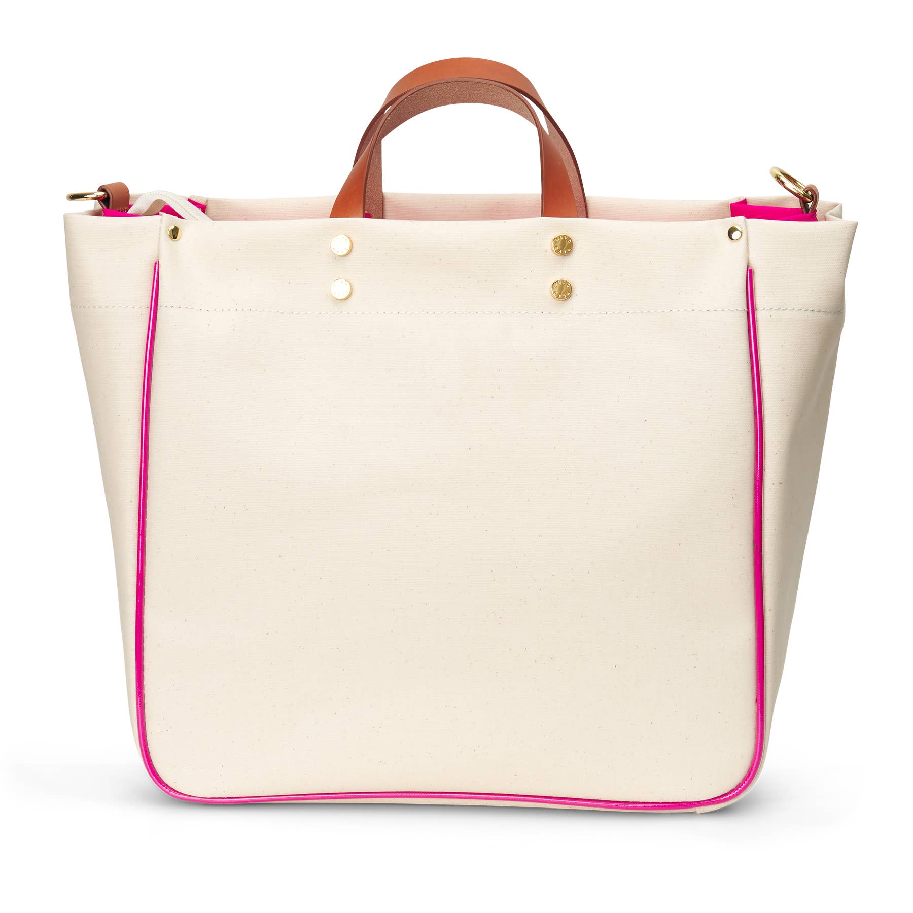 "Codie" Pink Canvas Tote with Leather Accents