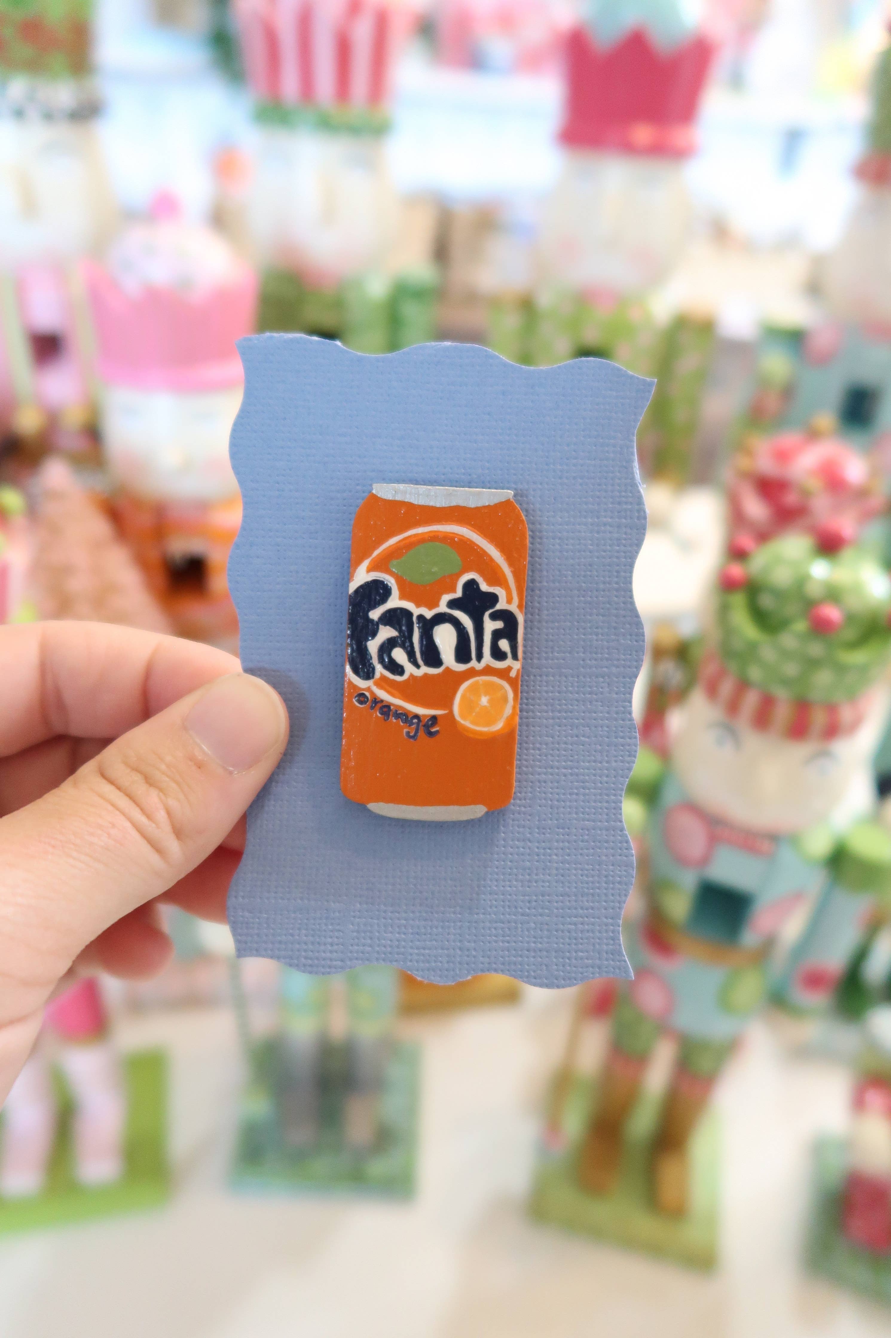 Handbpainted sodie can needle minders: Diet cola