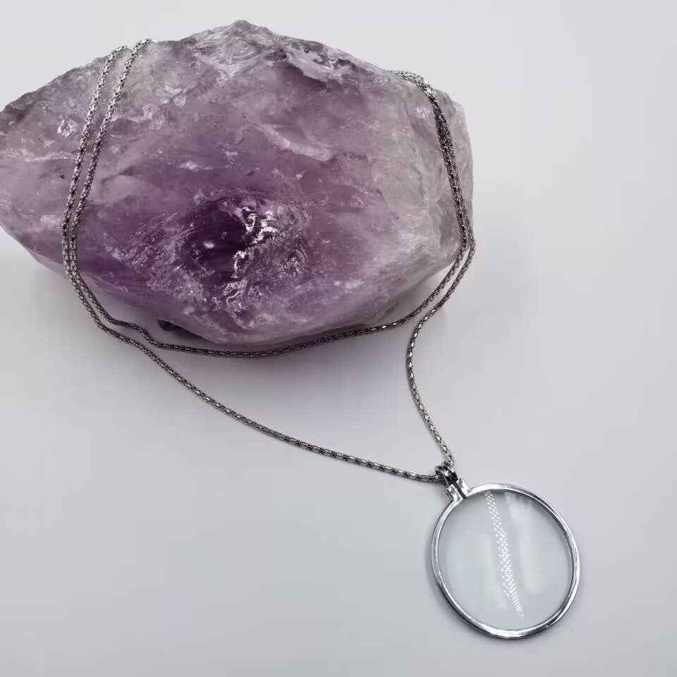 Magnifier Found Object Necklace - Gold or Silver: Gold