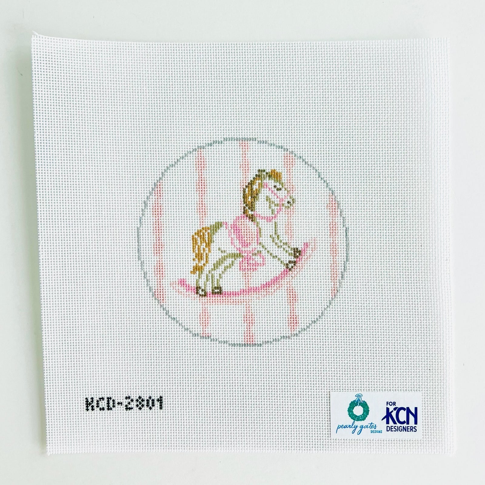 Pink Rocking Horse Round Canvas