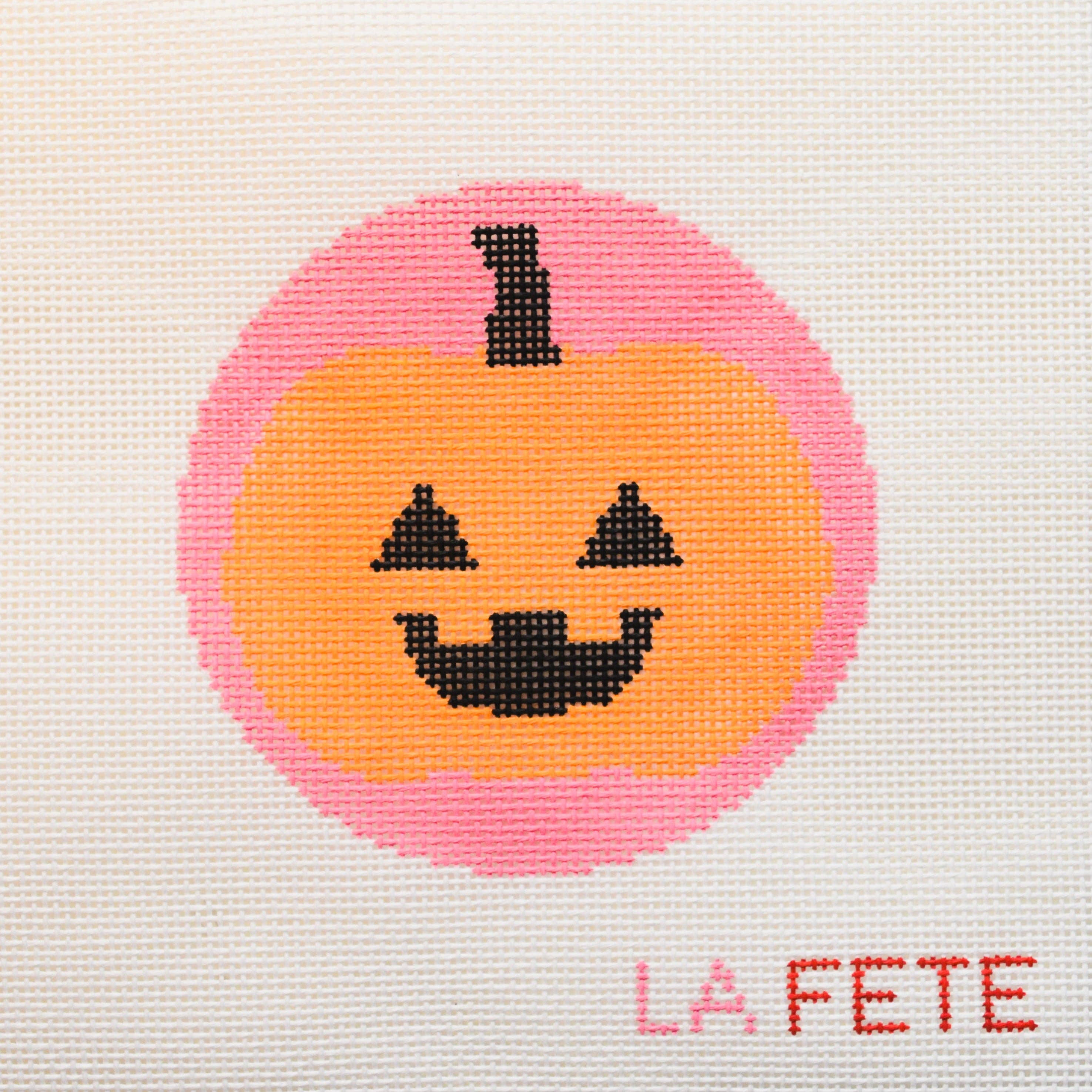 Pumpkin Halloween Round Hand Painted Needlepoint Canvas