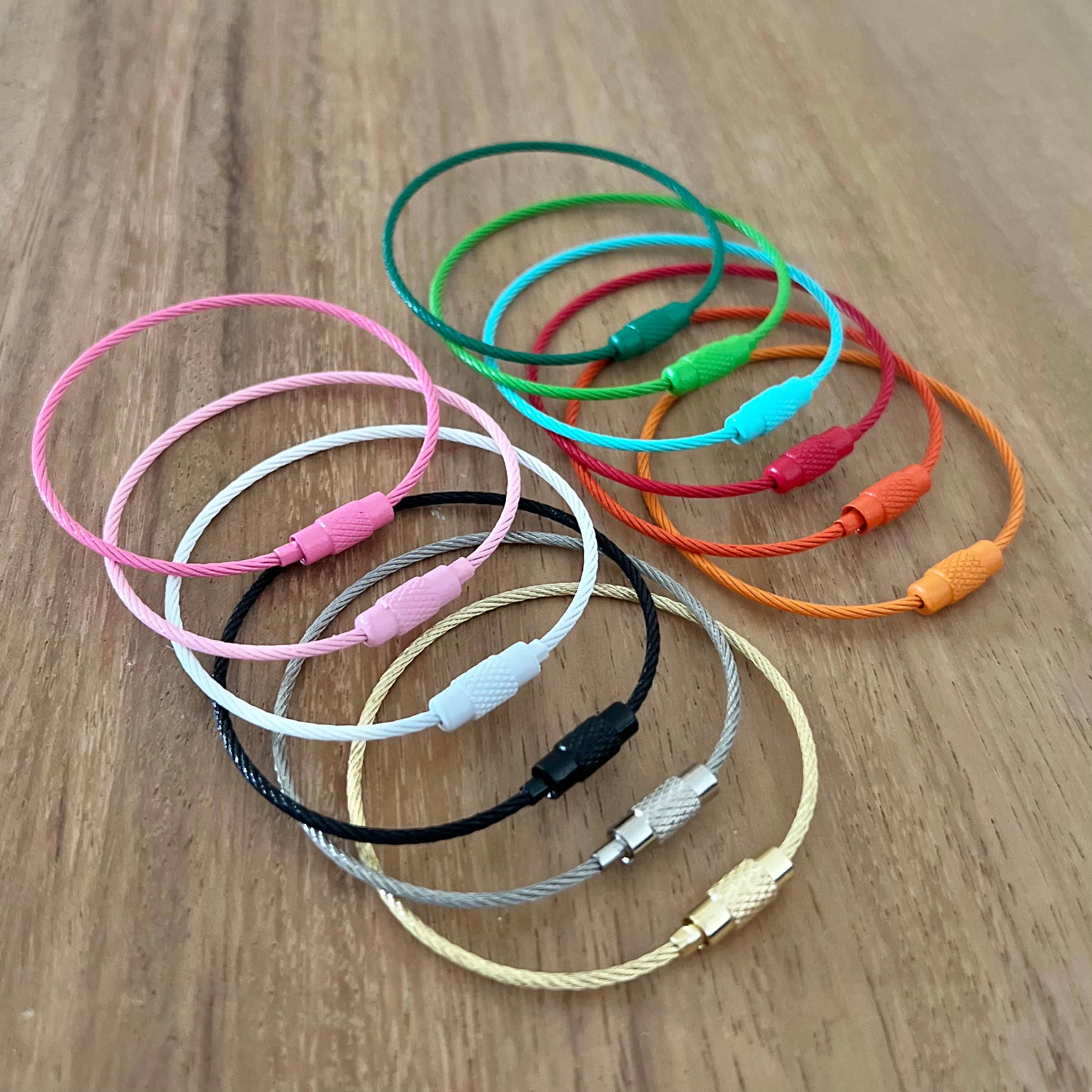 Stainless Steel Wire Rope Key Rings: Red