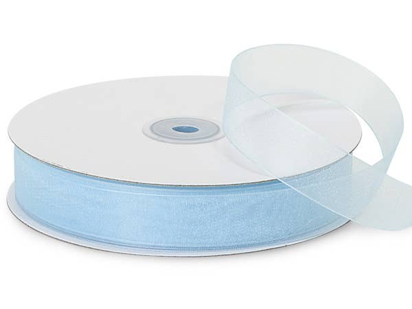 Sheer Organza Gift Packaging Ribbon: Light Blue / 1 Pack / 7/8"x100 yards