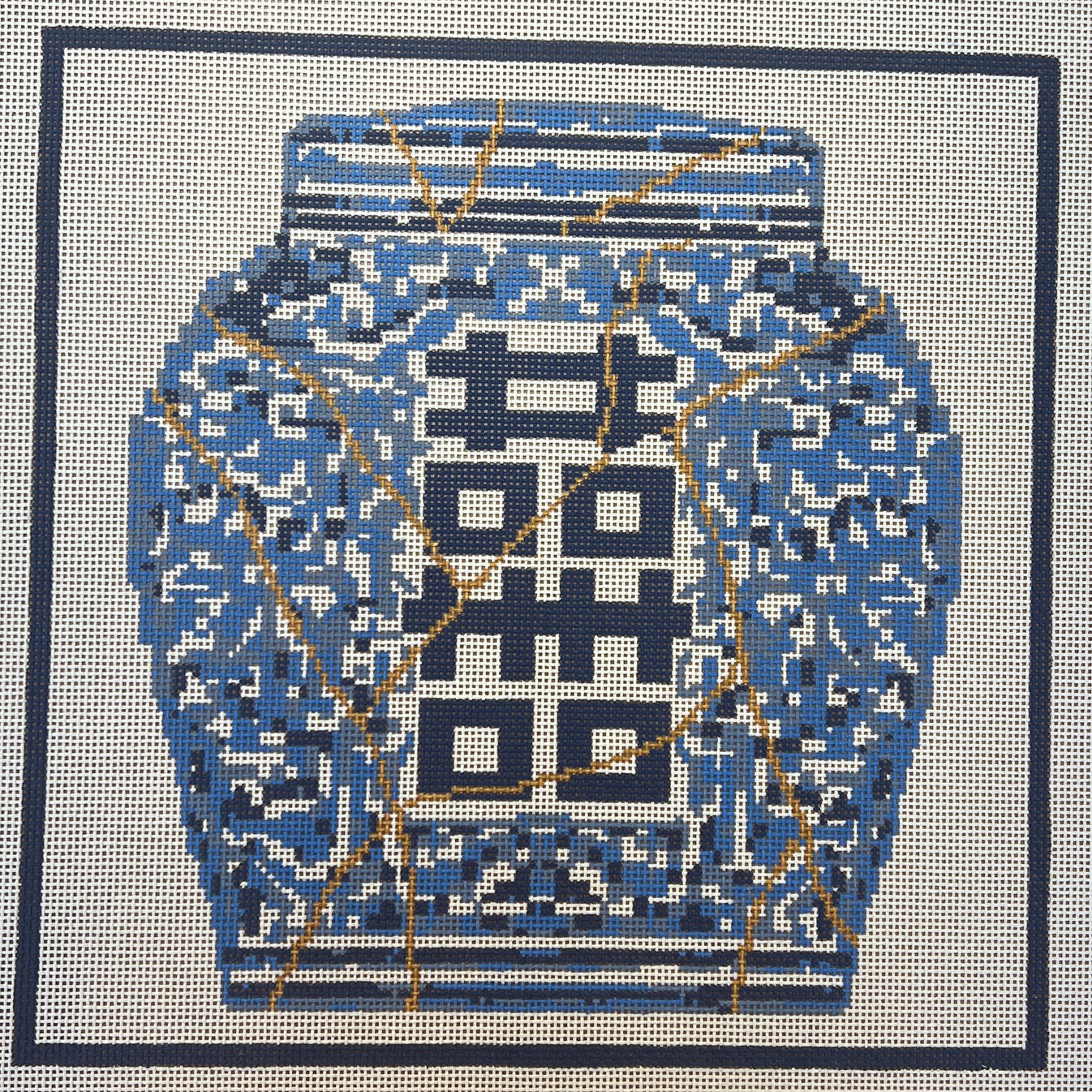 Kintsugi Ginger Jar Pillow Canvas