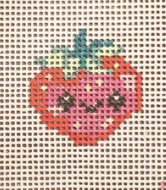 Strawberry Hand‑Painted Needlepoint Canvas, 14 mesh