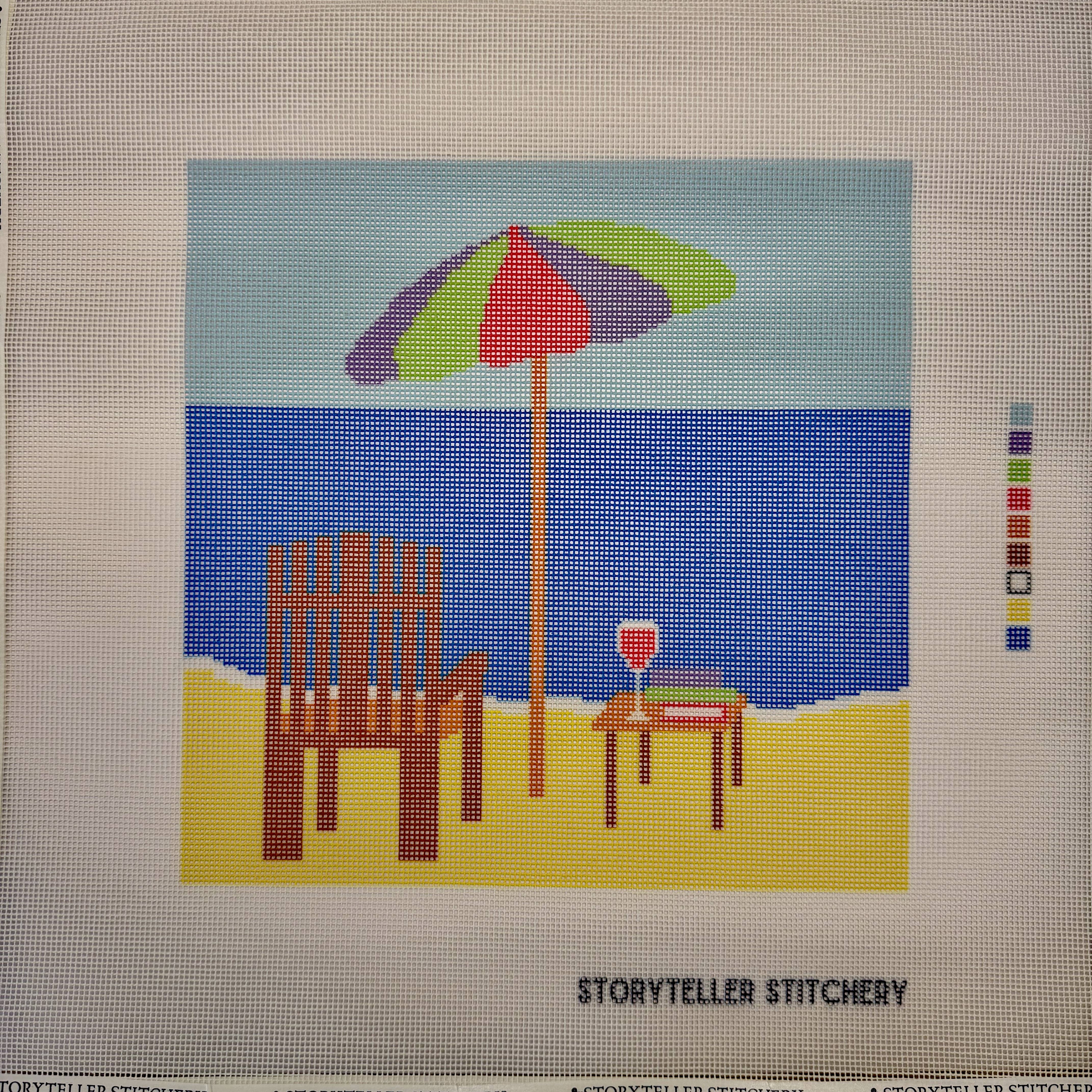 Beach Reads — Printed Needlepoint Canvas (Large Design)
