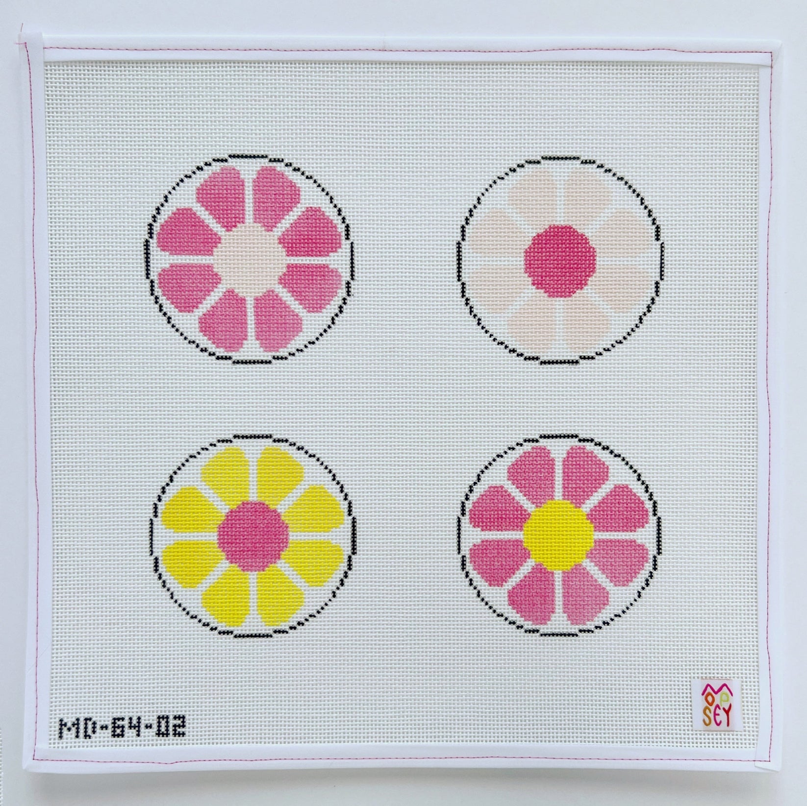 Mod Floral Coasters - Pink & Yellow Canvas