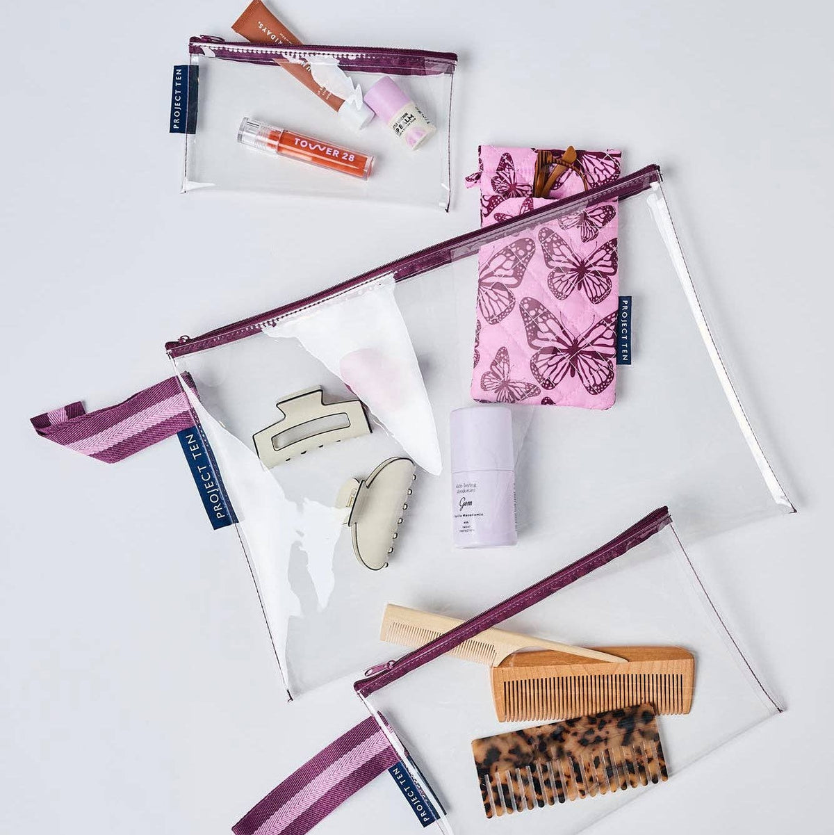 Clear Zip Pouch Bundle (x3 sizes) – Shiraz