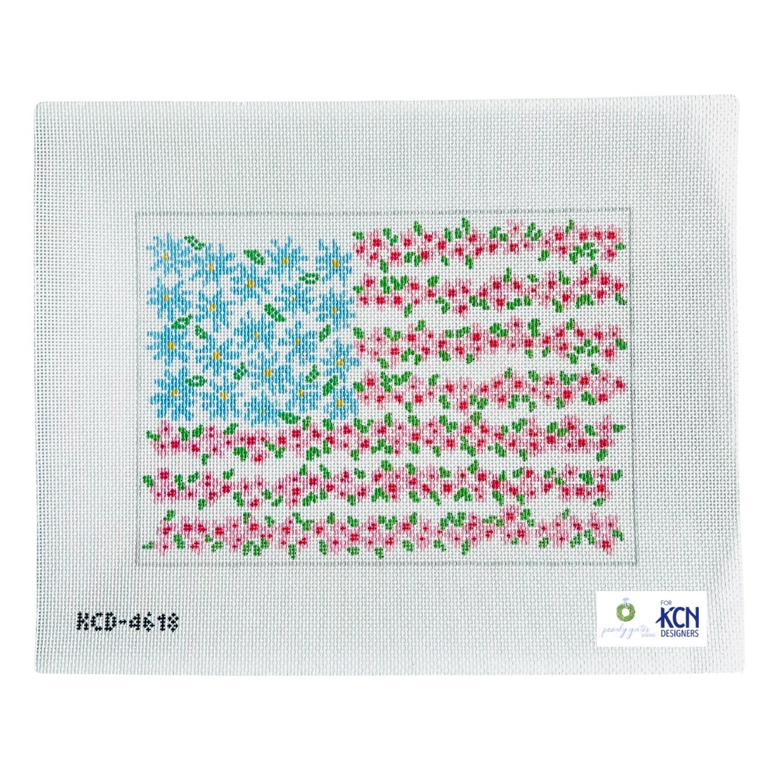 Memorial Day Flag Floral Canvas