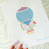 Blue and Purple Hot Air Balloon with Elephant 18 mesh Needlepoint Canvas