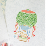 Green and Blue Hot Air Balloon with Giraffe 18 mesh Needlepoint Canvas
