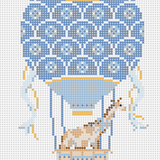 White and Blue Hot Air Balloon with Giraffe 18 mesh Needlepoint Canvas