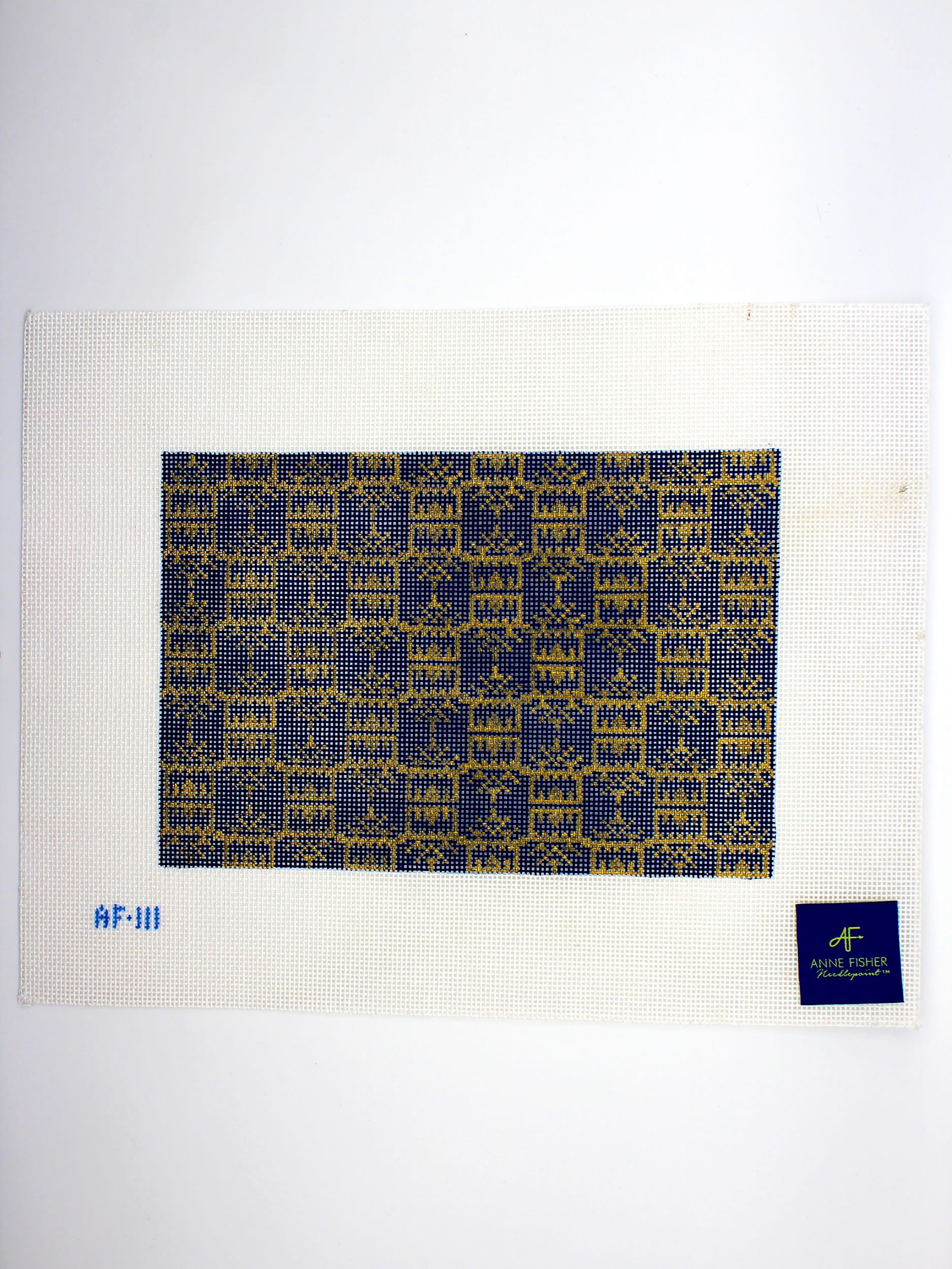 Pagoda Print Clutch - Navy & Gold Canvas