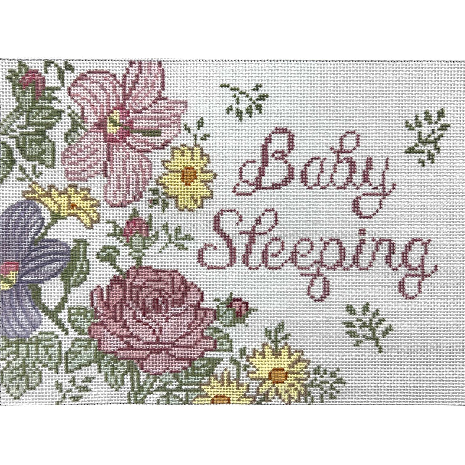 Baby Sleeping Floral Birth Announcement Canvas