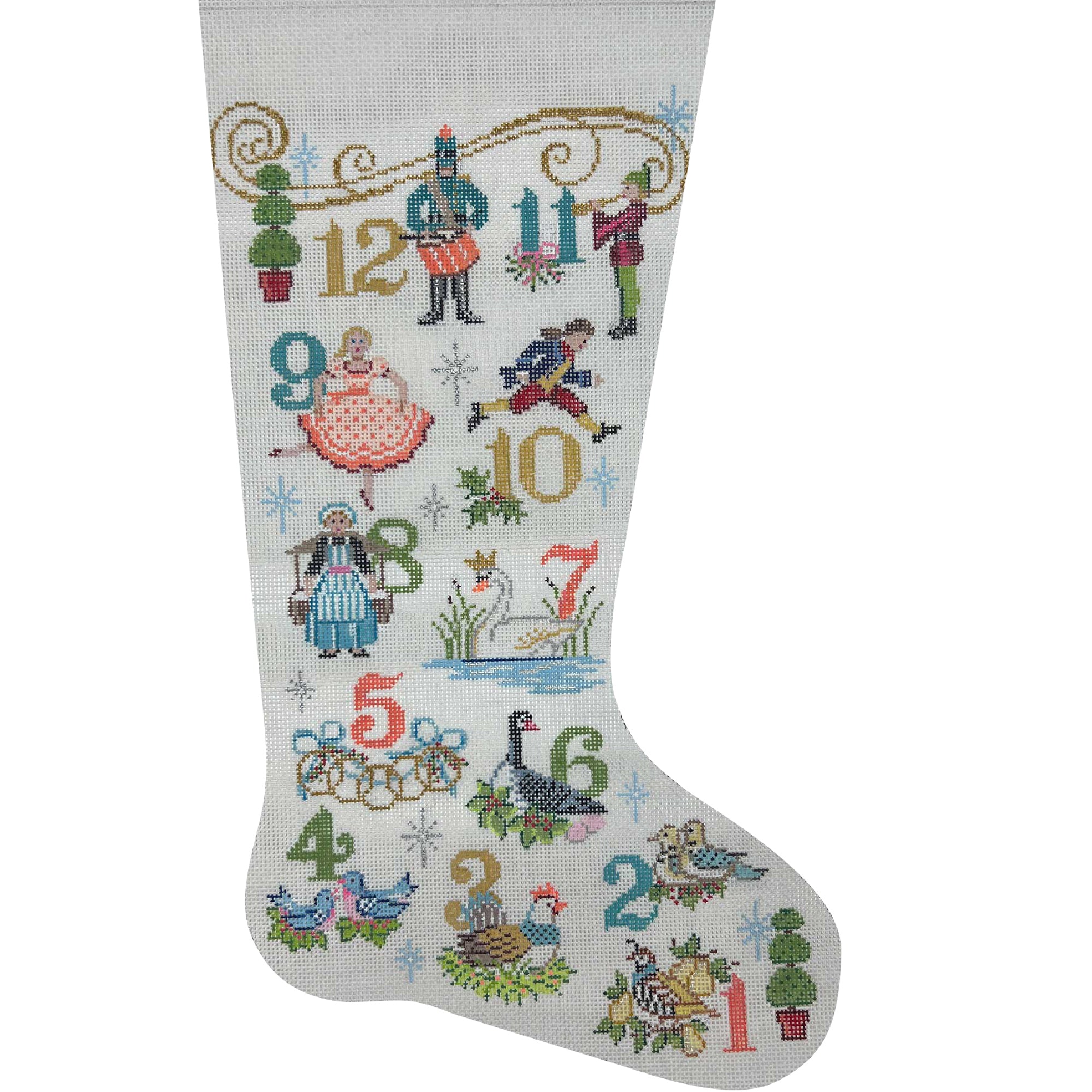 Twelve Days of Christmas Stocking Canvas
