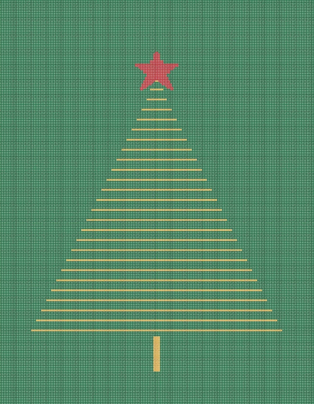 Abstract Gold Tree on Green - Canvas