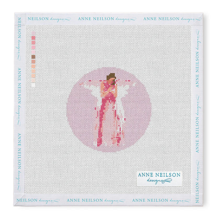 Pink Watercolor Angel Round Canvas