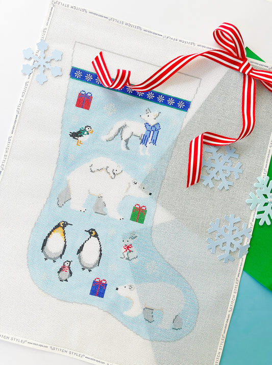 Arctic Christmas Stocking Canvas