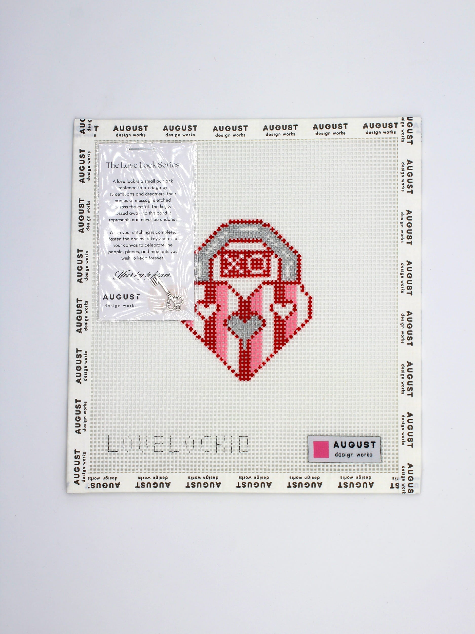 Valentine Love Lock Needlepoint Canvas (include Key Charm)