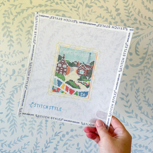 Barcelona Parc Guell Travel Stamp Canvas