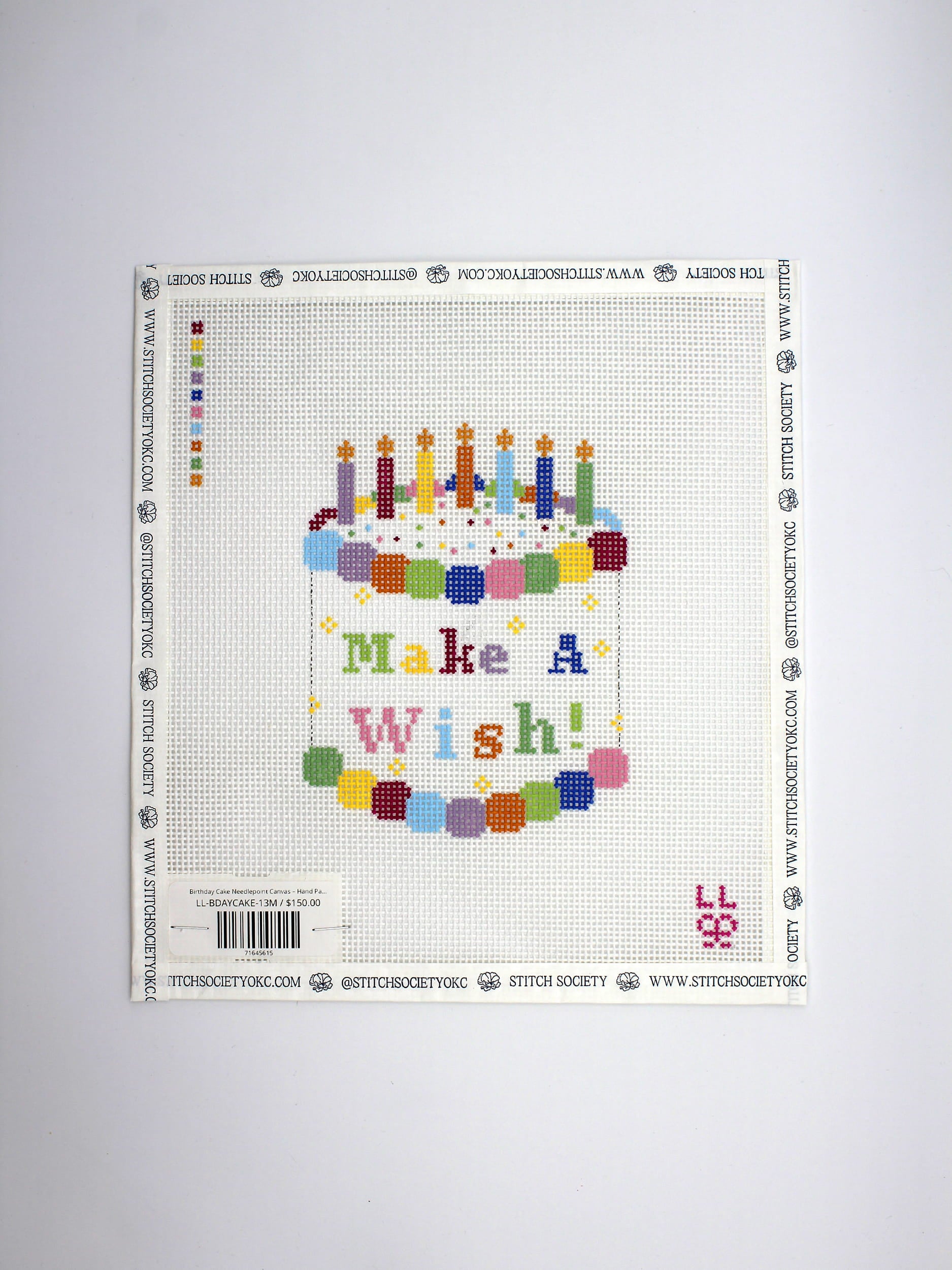 Birthday Cake Needlepoint Canvas – Hand Painted, 13 Mesh