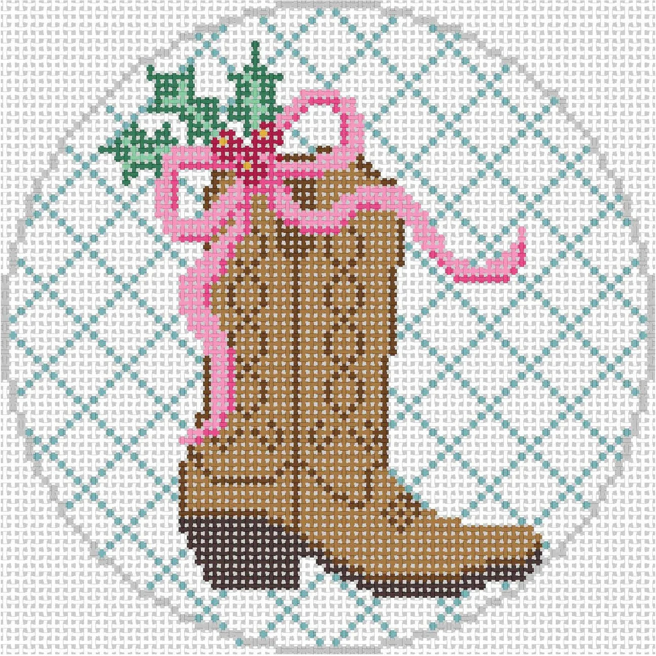 Boot & Bow - Brown - K322 Canvas