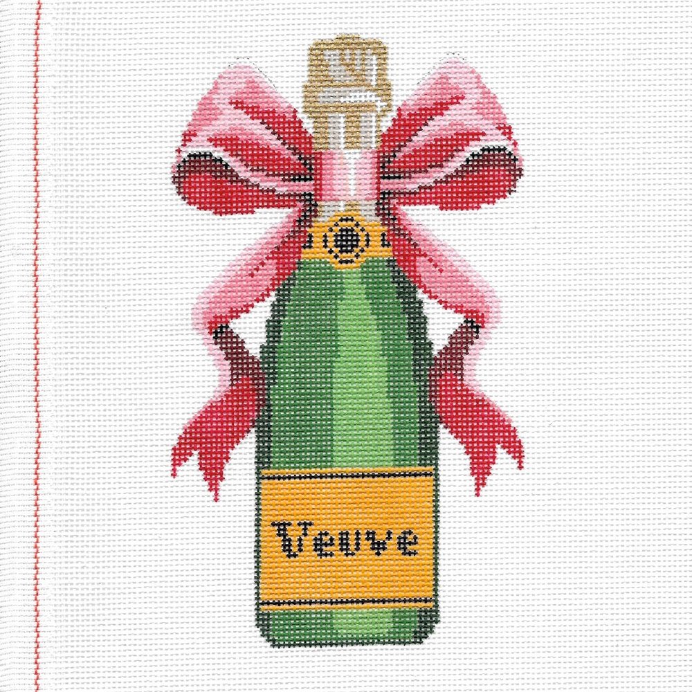 Veuve Bottle - Red Bow Canvas
