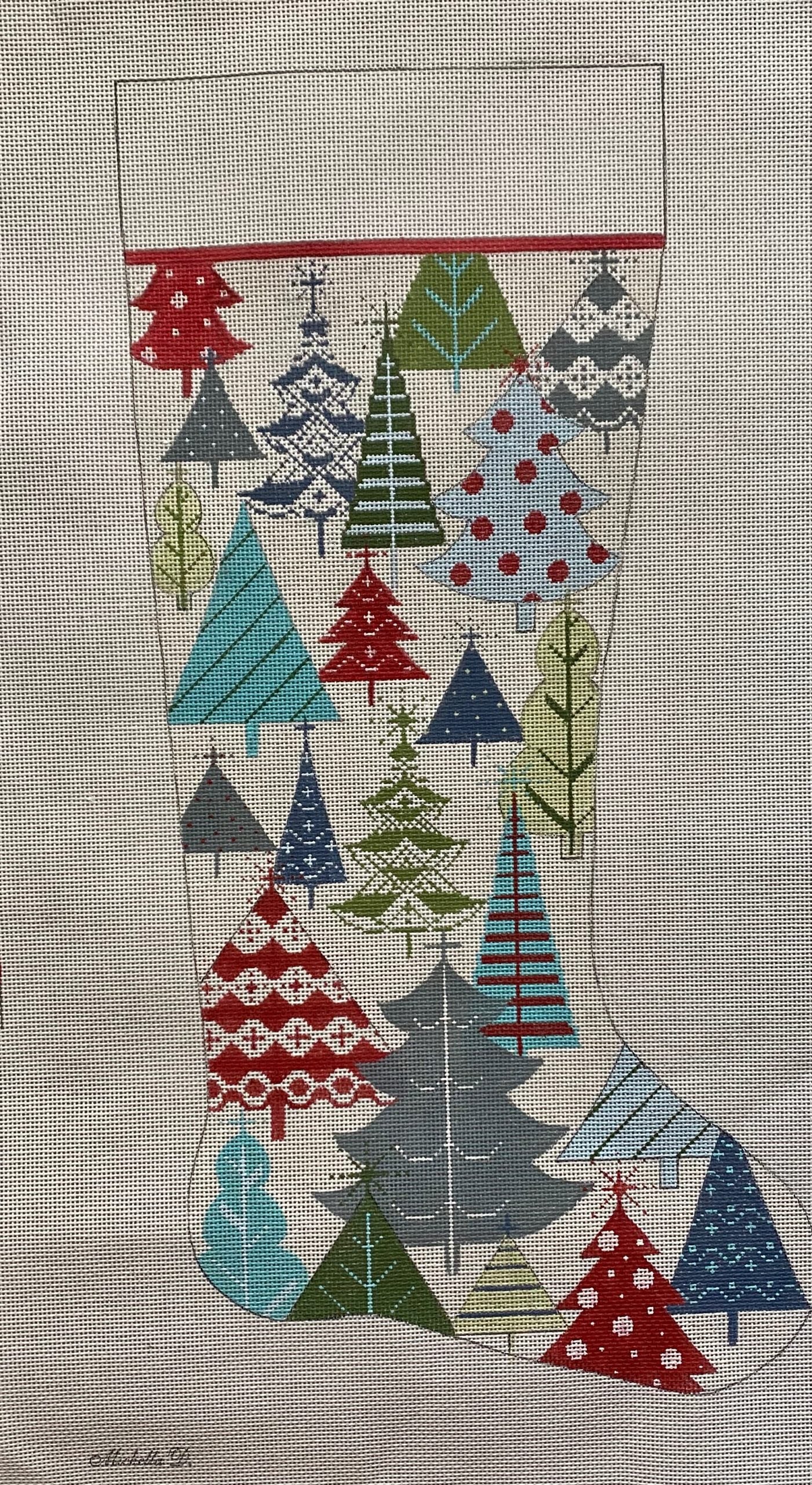 Christmas Tree Stocking Canvas